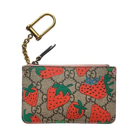 gucci strawberry tshirt|Gucci strawberry keychain wallet.